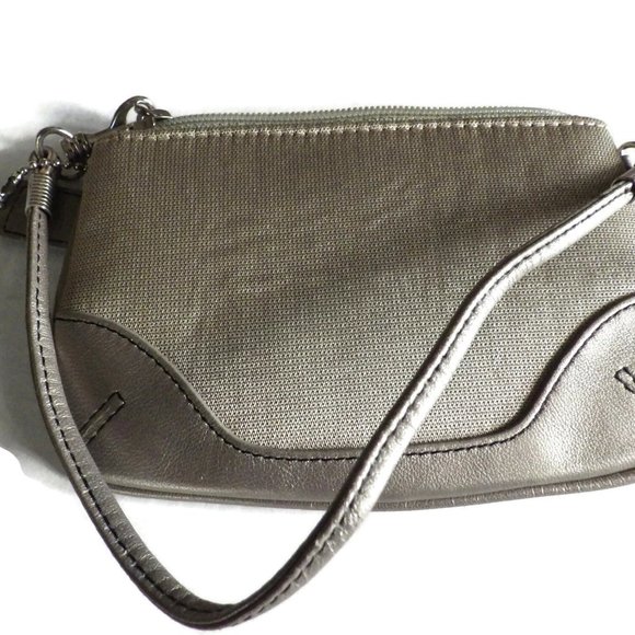 Marmi Wristlet Pewter Leather & Fabric/ Small/ Credit Cards/ ID - Picture 3 of 5